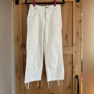 Rachel Comey size 6 high-waisted white, cropped denim with a raw hem
